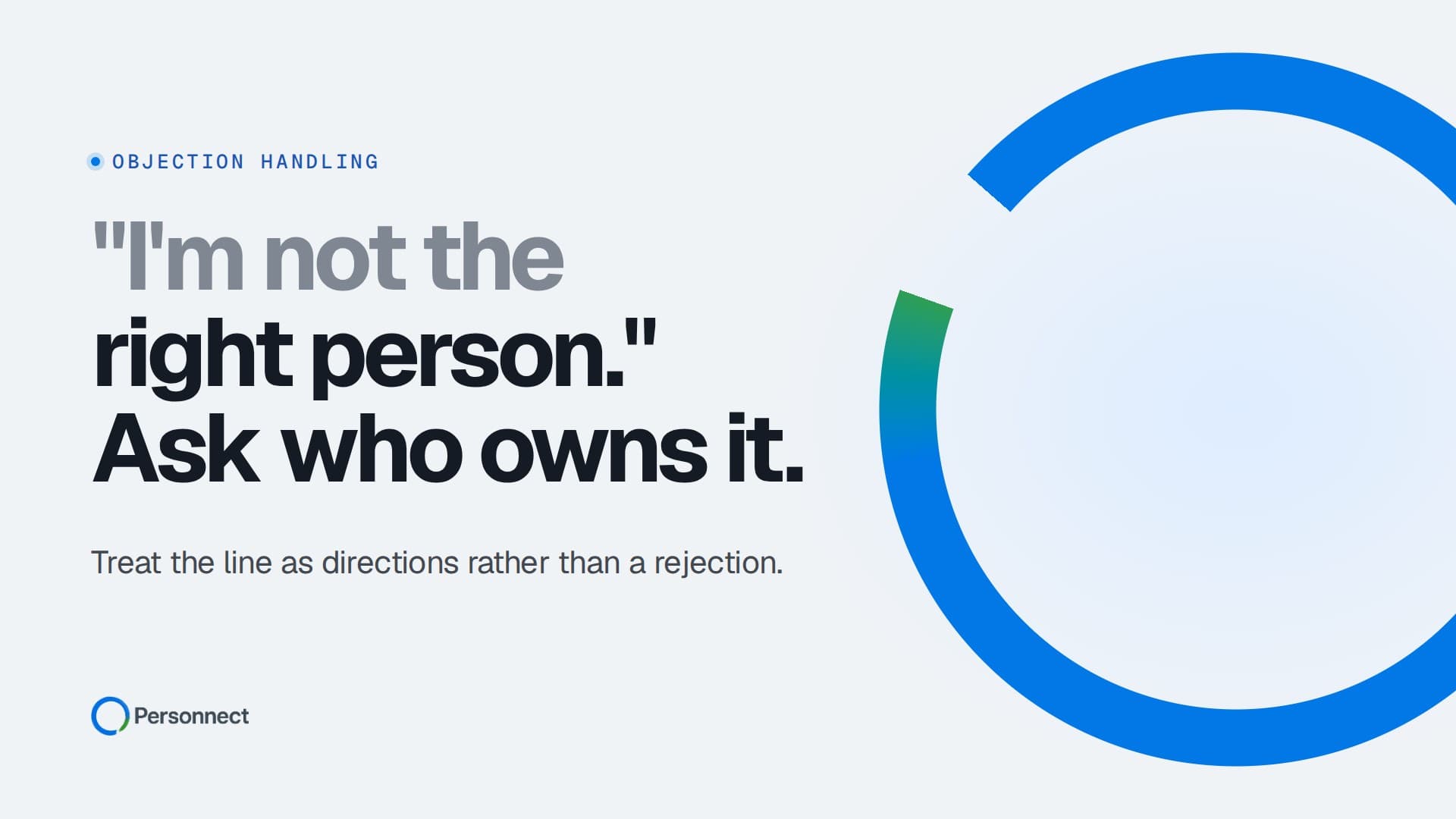 "I'm Not the Right Person": Handling the Objection